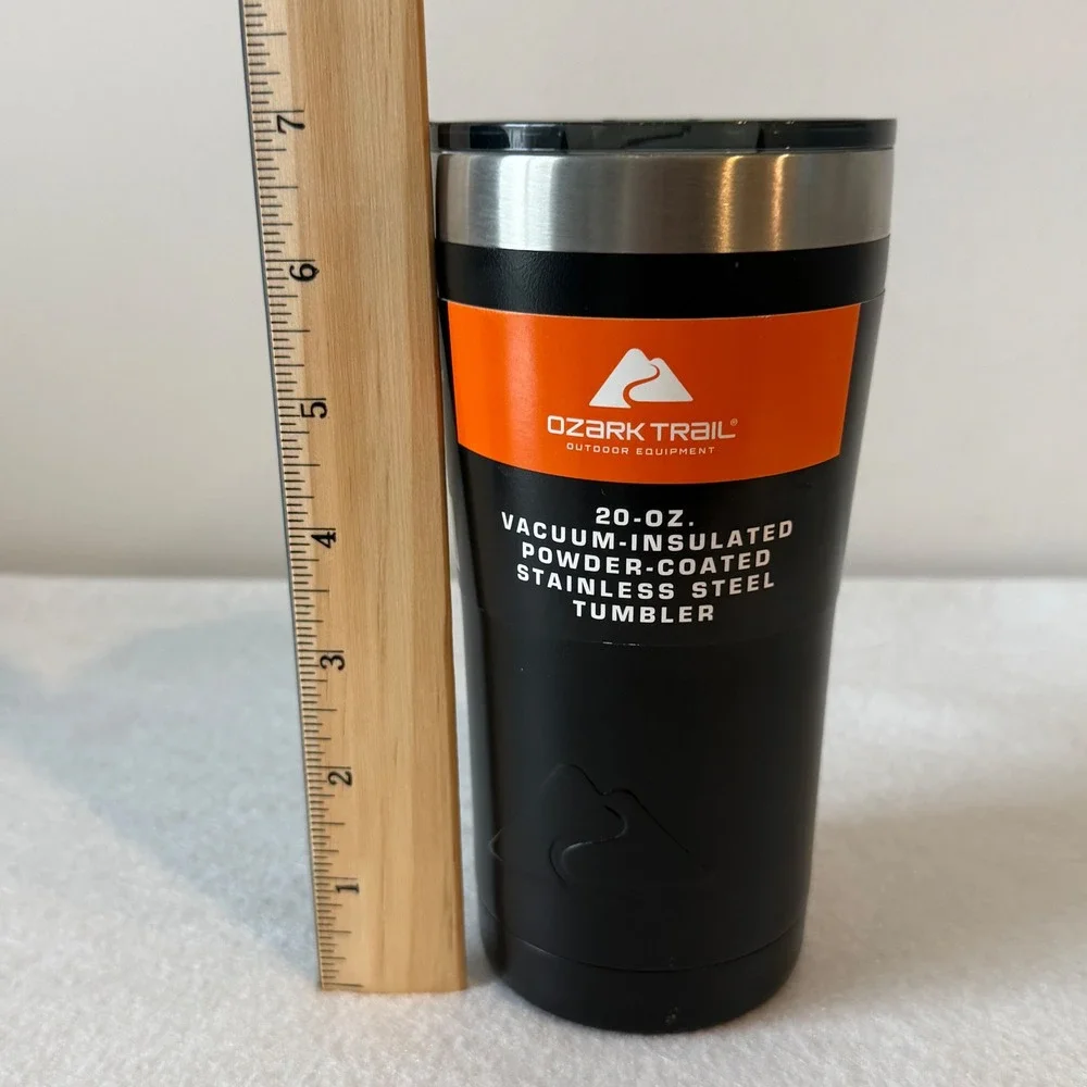 Ozark Trail 20 oz Vacuum Insulated‎ Stainless Steel Tumbler Black w Lid